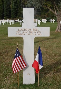 Lucious Bell's Headstone at Rhone American Cemetery