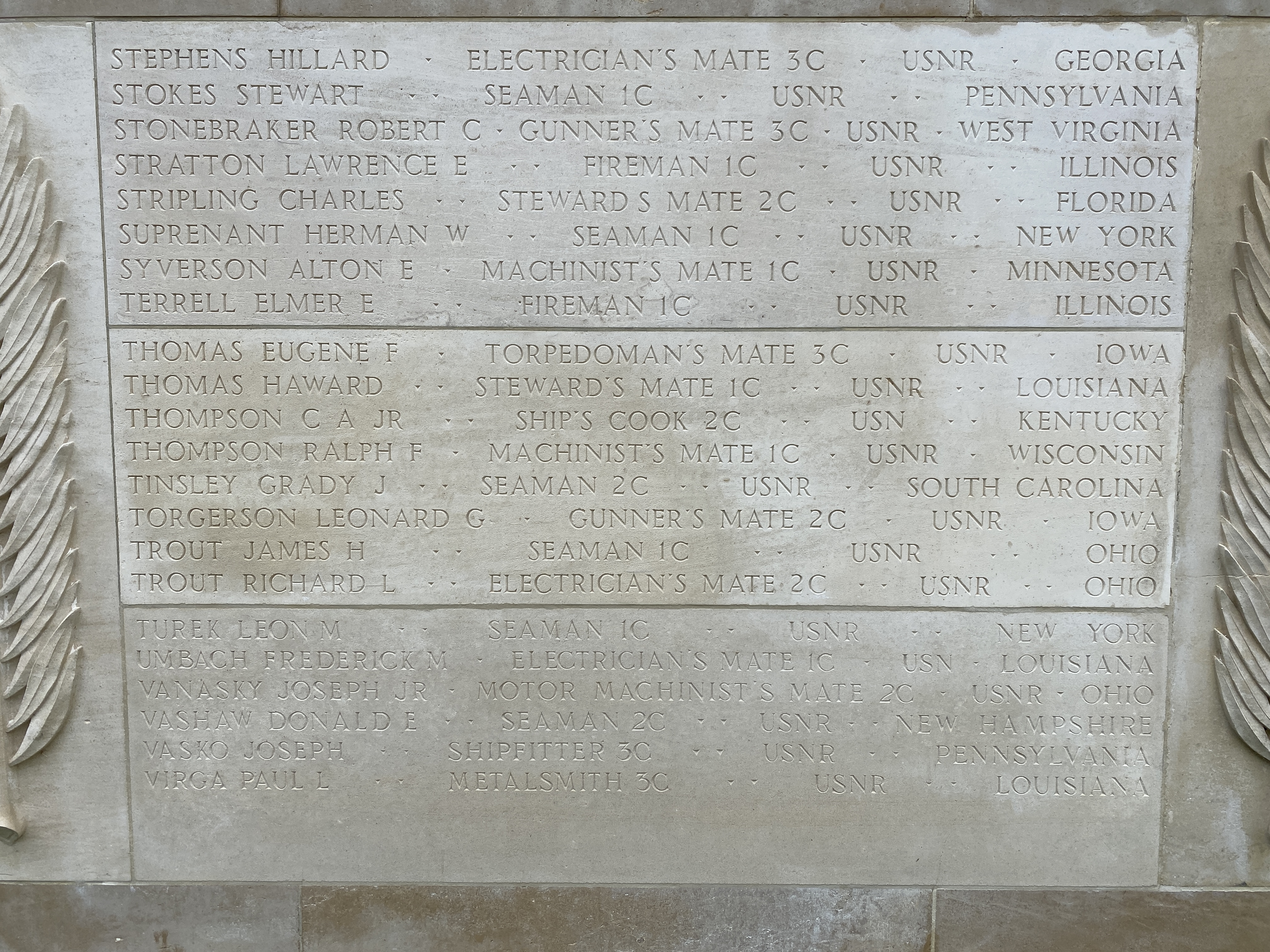Stripling's name on the Tablets of the Missing